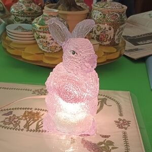 Acrylic Bunny Lamp With Eggs Plugs In With A Switch 8 Inches Tall